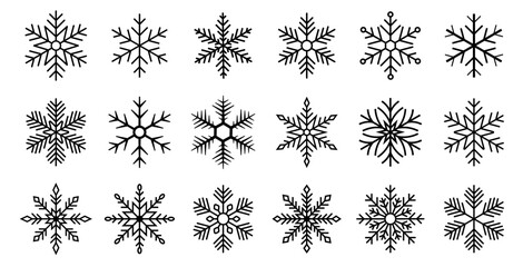 Snowflake icons collection. Snowflake vector. Happy new year, xmas, christmas. Snowflakes icons. New year ornament