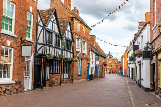 A view up Dam Street leading away from the Cathedral in Lichfield, UK in summertime