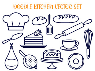 Kitchen Appliances and Baking Tools Flat Vector Set.