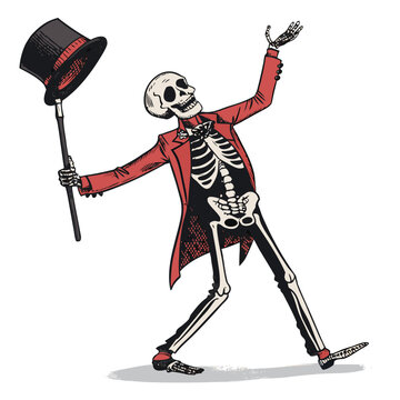 Depicting Create Bold Stroke Skeleton Magician With Hat And Stunning Creative Visual