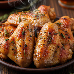 grilled chicken wings with vegetables