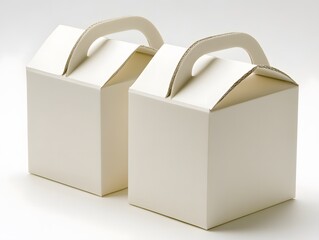 Two Blank White Cardboard Gift Boxes with Handles
