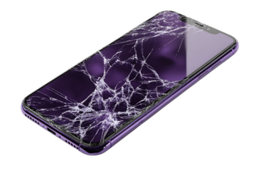 Broken smartphone screen repair concept