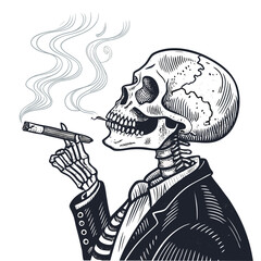 Naklejka premium Vibrant Create Bold Stroke Skeleton Smoking Cigar Professional Photo