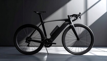 Fototapeta premium Sleek Black Electric Road Bike A Sustainable Ride