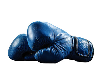 A pair of blue boxing gloves on a dark background.