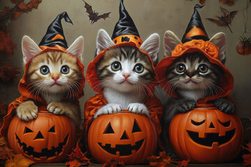 ハロウィン衣装を着た子猫