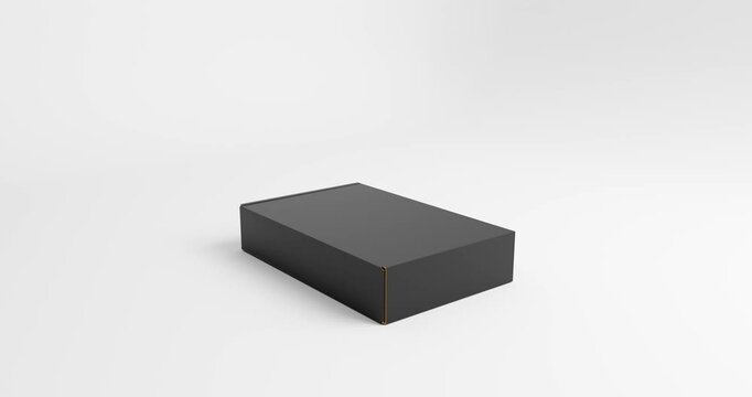 Dieline Folding into Black and Orange Cardboard Box Animation