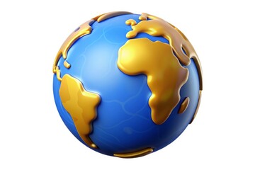 Stylized 3d earth globe with continents on white background