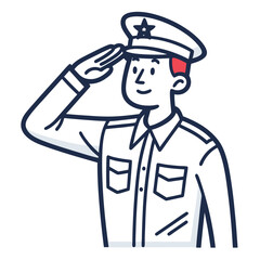Featuring Create Bold Stroke Stickman Soldier Saluting Vibrant Creative Visual