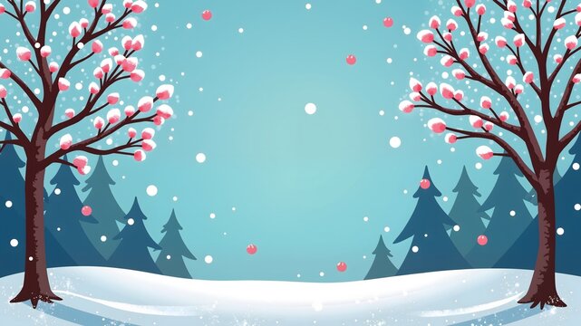 christmas tree in the snow . sale banner design free space in the center