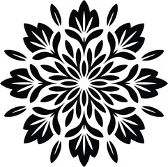 Fototapeta premium Black floral mandala design white symmetrical