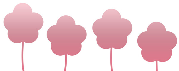 Pink Cherry Blossom Gradient Vector Set, Modern Sakura Flower Illustration for Spring Designs PNG