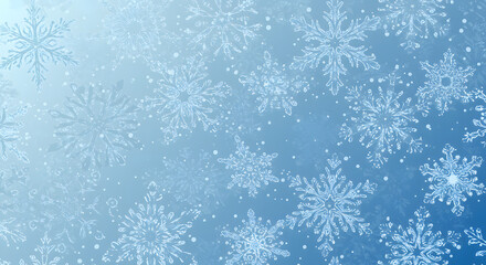 Snowflake Symphony: Witness the ethereal dance of individual snowflakes on a light blue backdrop. The crystal-clear beauty of the wintry season and the crisp, frosty sensation in the air.