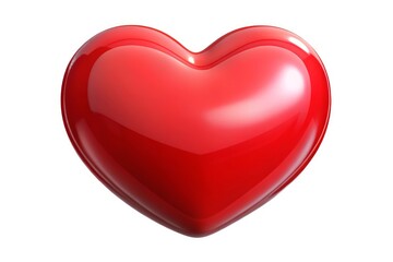 Shiny red heart shape isolated on white background for love