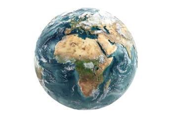 Detailed view of the Earth, showcasing continents and oceans.