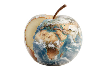 Rotten apple shaped like Earth. Environmental concept.