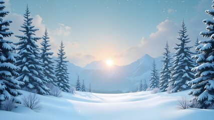 winter landscape with trees. sale banner design free space in the center