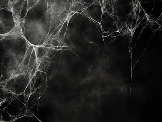 Creepy cobweb border on black background, Halloween digital design overlay