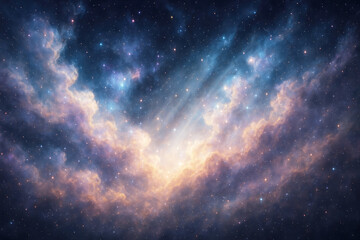 Fototapeta premium Cosmic Nebula with Stars and Light Rays in Deep Space cosmos galaxy