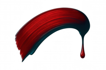 Red and teal paint stroke dripping on a transparent background, perfect for adding a touch of color to any design project
