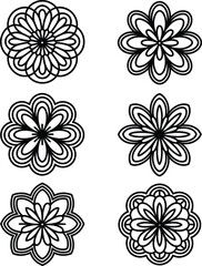 Obraz premium Black floral ornamental patterns white