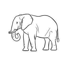 Obraz premium Elegant Elephant Silhouette – Wild Animal Vector Illustration on Transparent Background