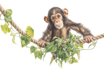 Adorable baby chimpanzee on a vine