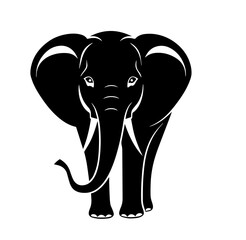 Elegant Elephant Silhouette – Wild Animal Vector Illustration on Transparent Background