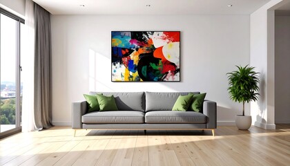 Modern living room with abstract art (3)