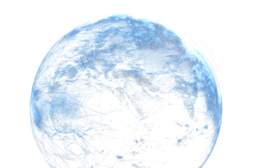 Stylized Earth globe, global network concept