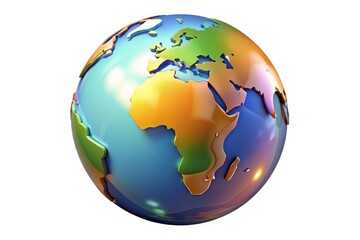 Fototapeta premium Colorful 3d globe showing continents and oceans