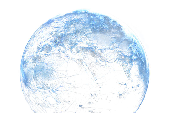 Stylized Earth globe, global network concept