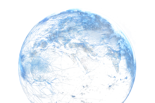 Stylized Earth globe, global network concept