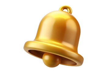 Shiny golden bell icon isolated on white background