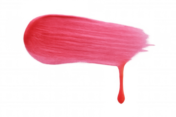 Pink paint cascading, forming dynamic brushstroke pattern with vibrant color flow against translucent surface