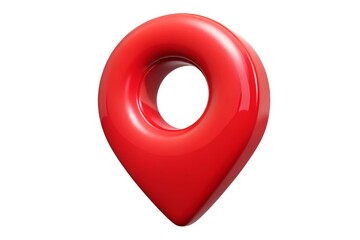 Bright red 3d location pin droplet shape isolated on white