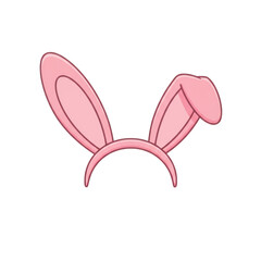 Pink bunny ears headband isolated PNG with Transparent Background
