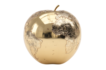 Golden apple shaped globe. World, global, luxury concept.