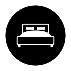 black and white illustration of bedroom icon