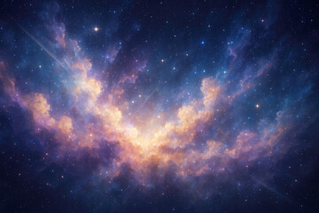 Obraz premium Swirling Cosmic Nebula with Stars and Colorful Light space cosmos