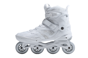 White inline skates isolated on black background
