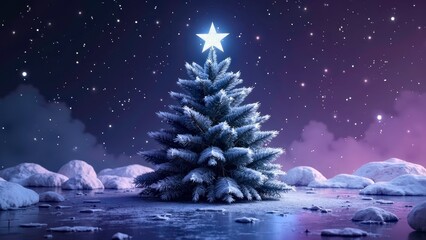 christmas tree with snow