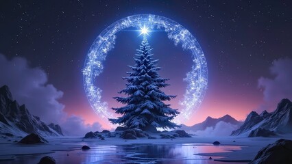 Naklejka premium winter landscape with snow and mountains