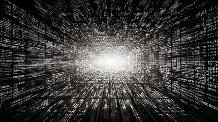 Detailed Conceptual Artwork Showcasing the Digital Dilemma of Overflowing Binary Data in Advanced Database Systems Reflecting Modern Challenges in Information Technology