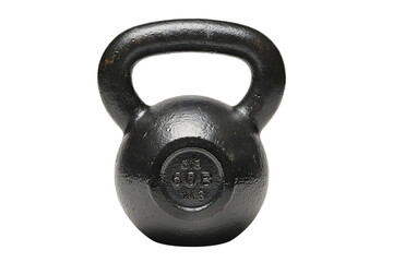Single black kettlebell on black background.