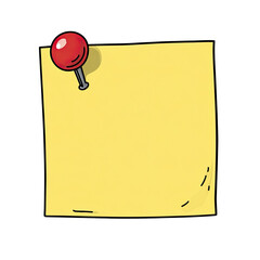 A cartoonish yellow sticky note pinned to a surface