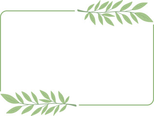 Rectangle Frame with Green Leaf Accents
