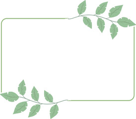 Rectangle Frame with Green Leaf Accents