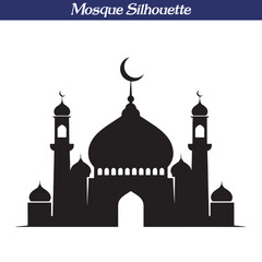 Mosque Silhouette with Minarets